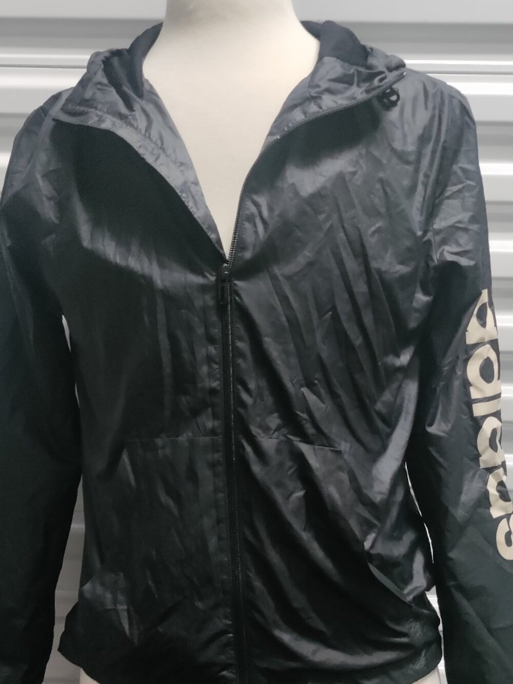 Adidas Hooded Light Weight Black Running Jacket Size M